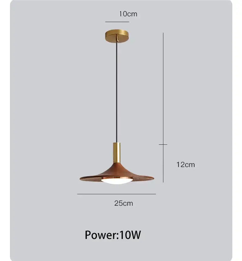 Walnut Mid Century Modern Chandelier design dimensions and specifications, modern ceiling light for warm ambiance.