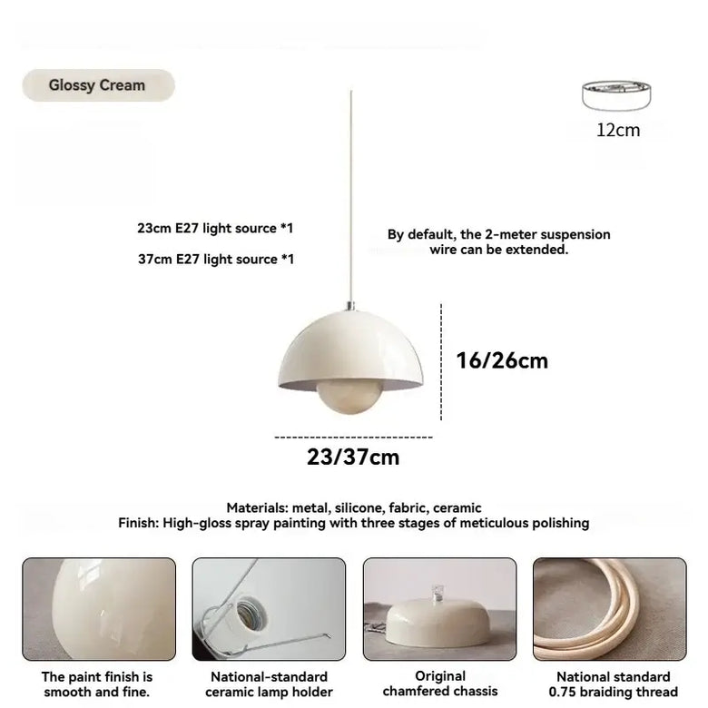 Mid-century Retro Glossy Dome Pendant Lights
