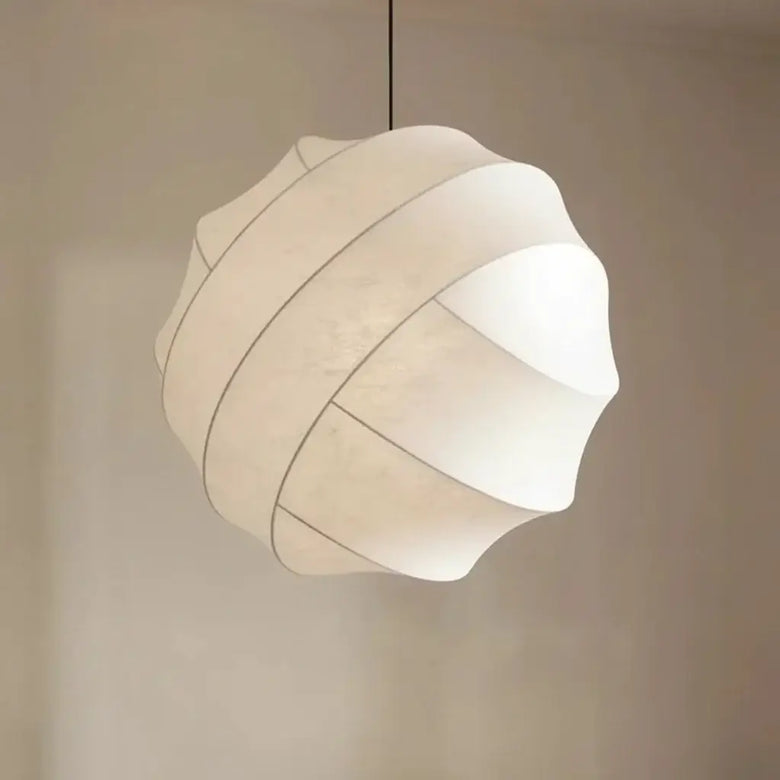 Hero - Japanese Modern White pendant light with geometric design on a neutral background