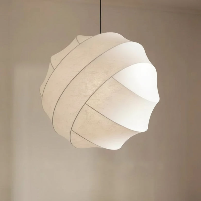 Hero - Japanese Modern White pendant light with geometric design on a neutral background