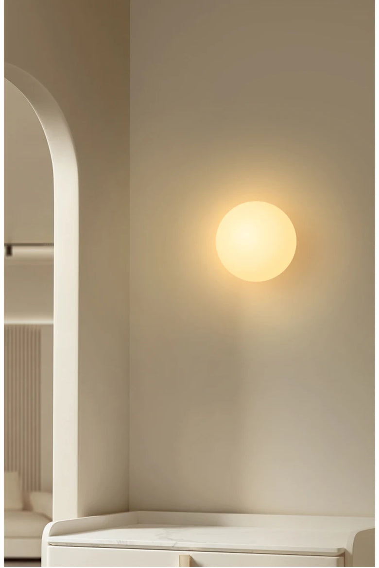 Frosted Glass Globe Wall Light - Modern LED Sconce