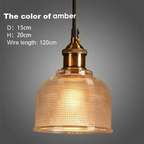Illuminate Your Space: Stained Glass Retro Glass Chandelier in amber color with glass shade and brass finish.