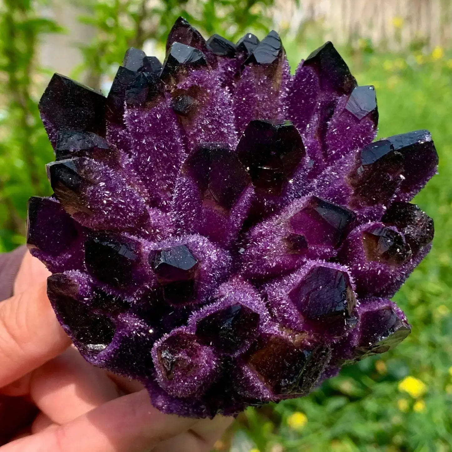 Natural Violet Ghost Quartz Cluster | Vibrant & Unique