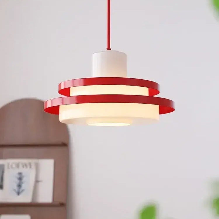 Retro American Diner Hanging Lamp in vibrant red design, evoking vintage charm of 1950s American diners.