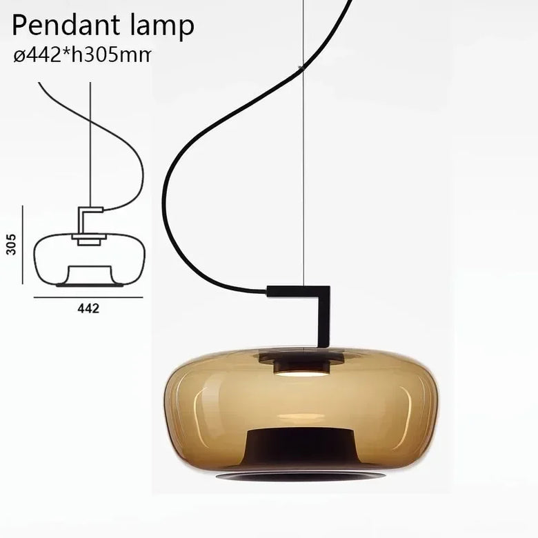 Modern Glass Pendant Light with Iron Detailing
