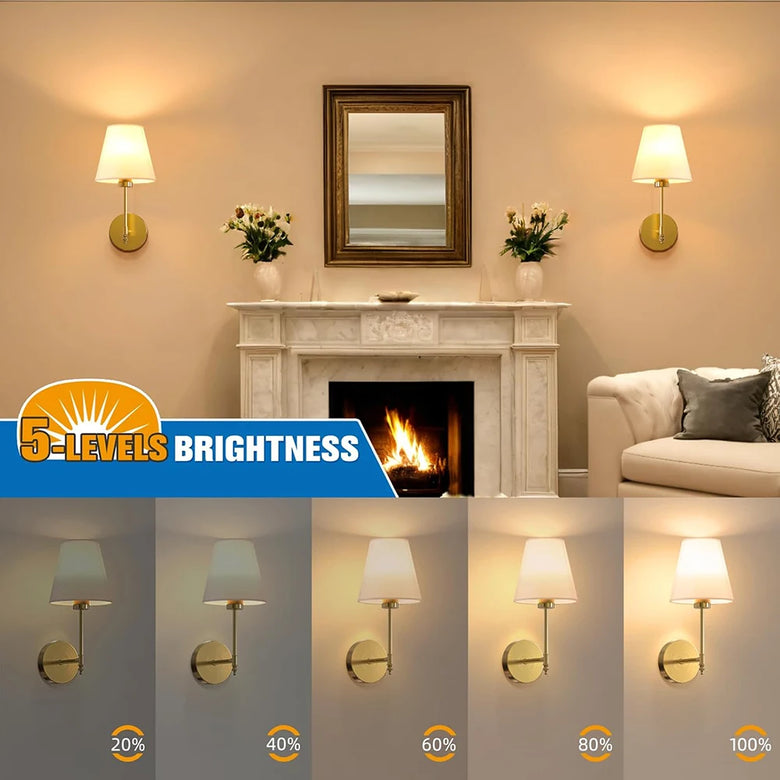 Classic Hotel-Style Wall Sconces, 2 Pack – Cordless, Rechargeable