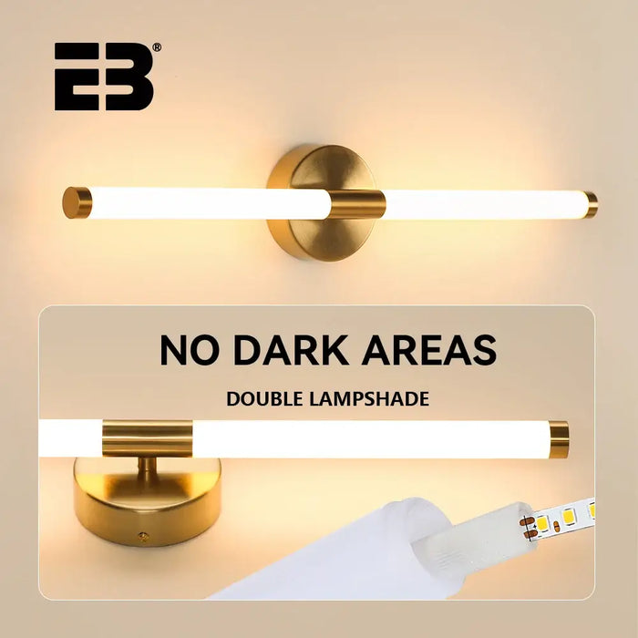 Contemporary Vanity Wall Light with double lampshade, LED design providing even lighting without dark areas.