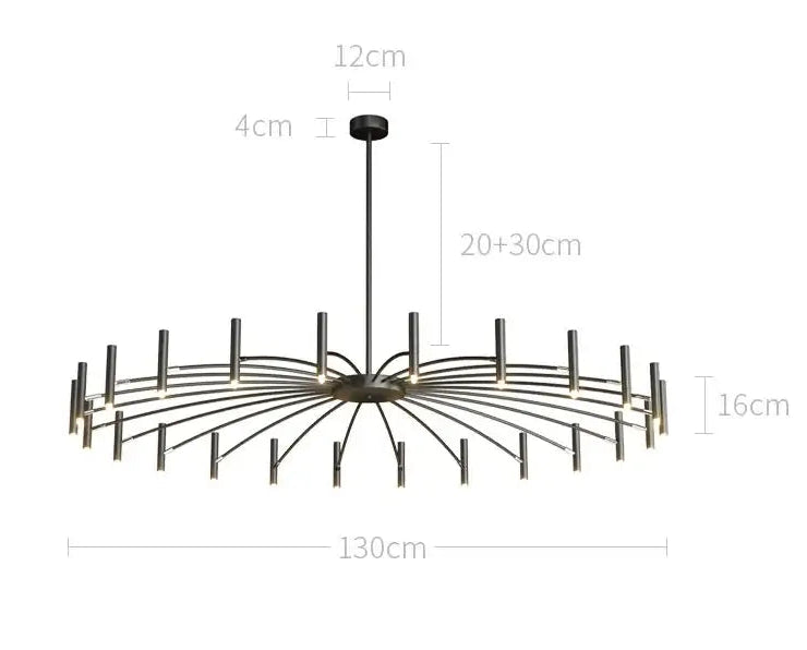 Modern Starburst LED Chandelier – 24-Light Sculptural Ceiling Statement dimensions and specifications