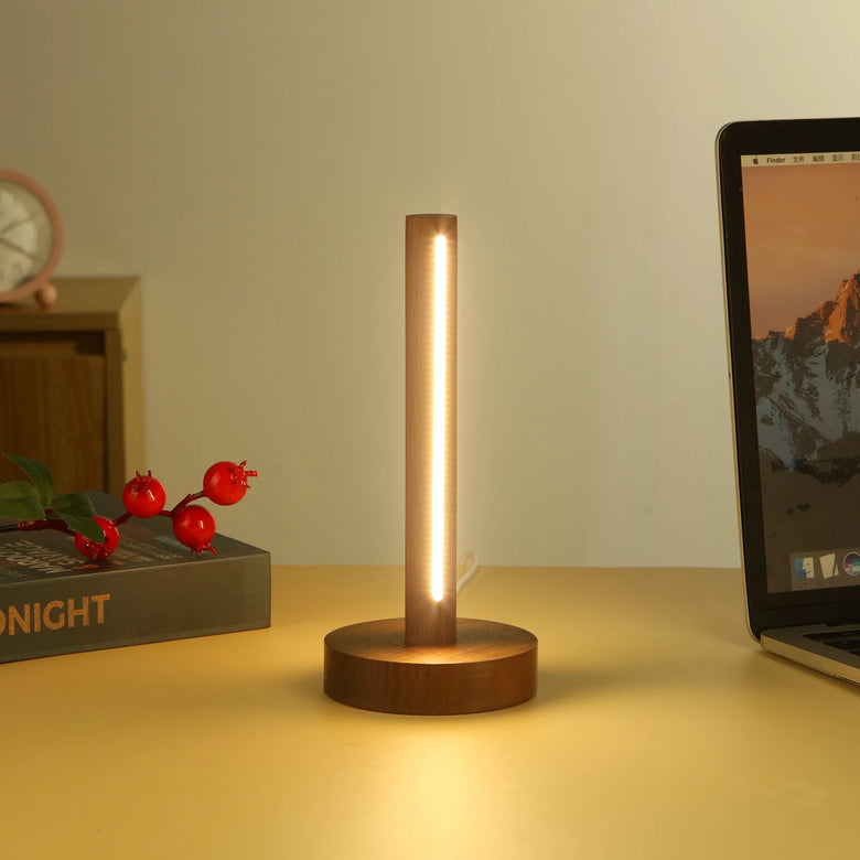 Japandi Cordless Wood Table Lamp – USB Powered, Walnut or Beech