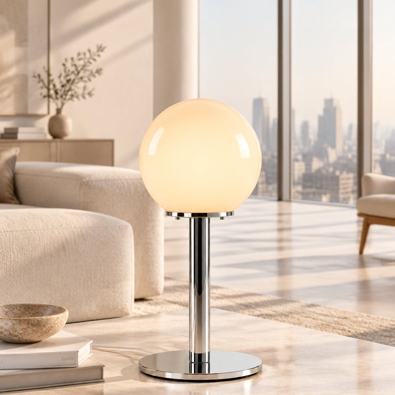 Bauhaus Small Glass Sphere Table Lamp, USB and Dimmable