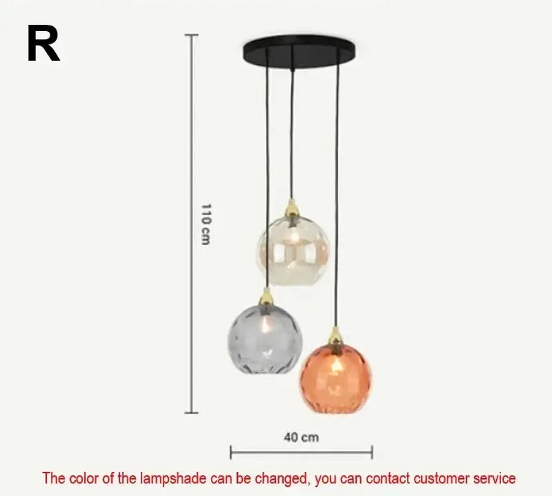 Delicious Lollipop Modern Pendant Light featuring colorful glass balls with a sleek iron finish.