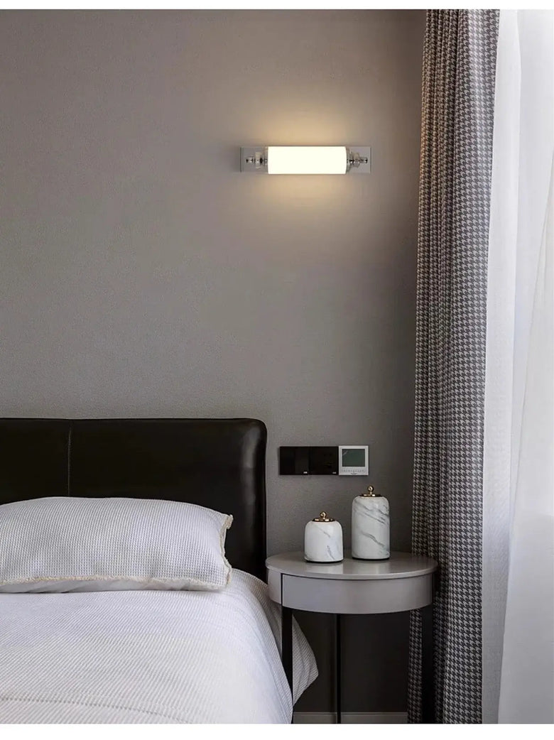 Steel & Glass Modern Wall Light 30cm