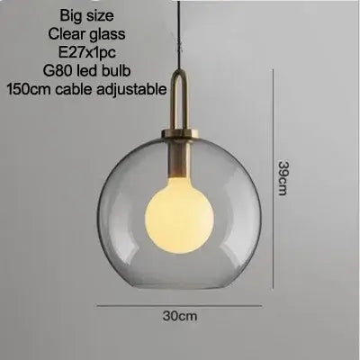 Grey Frosted Sphere Glass Hanging Lamp featuring clear glass design with adjustable cable, adds elegance to any room.