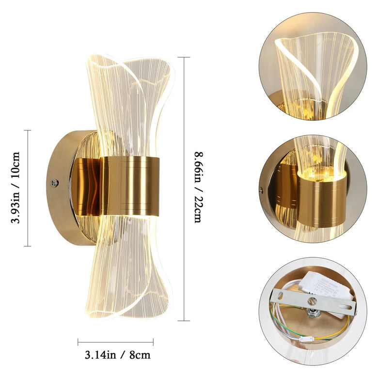 Gold Bow LED Wall Light – Modern Glam Acrylic Wall Sconce