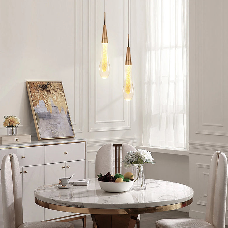 Modern Pendant Light, Kitchen Island Pendant Lighting, LED Gold Mini Teardrop Crystal Pendant Lighting for Hallway, Entryway