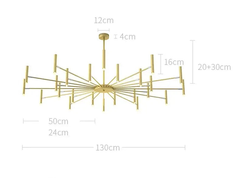 Modern Starburst LED Chandelier – 24-Light Sculptural Ceiling Statement dimensions and specifications.
