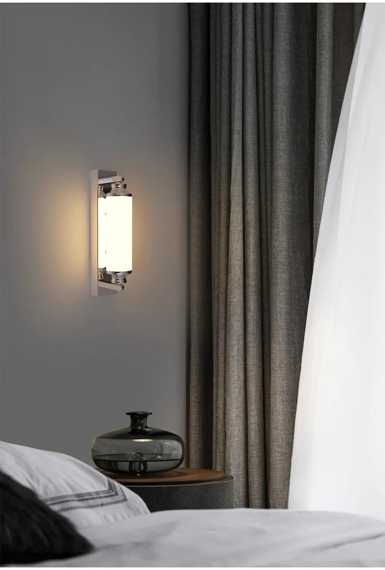 Steel & Glass Modern Wall Light 30cm