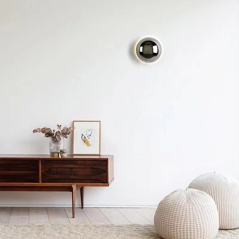 Circular Metal Wall Light with Ambient Halo Effect