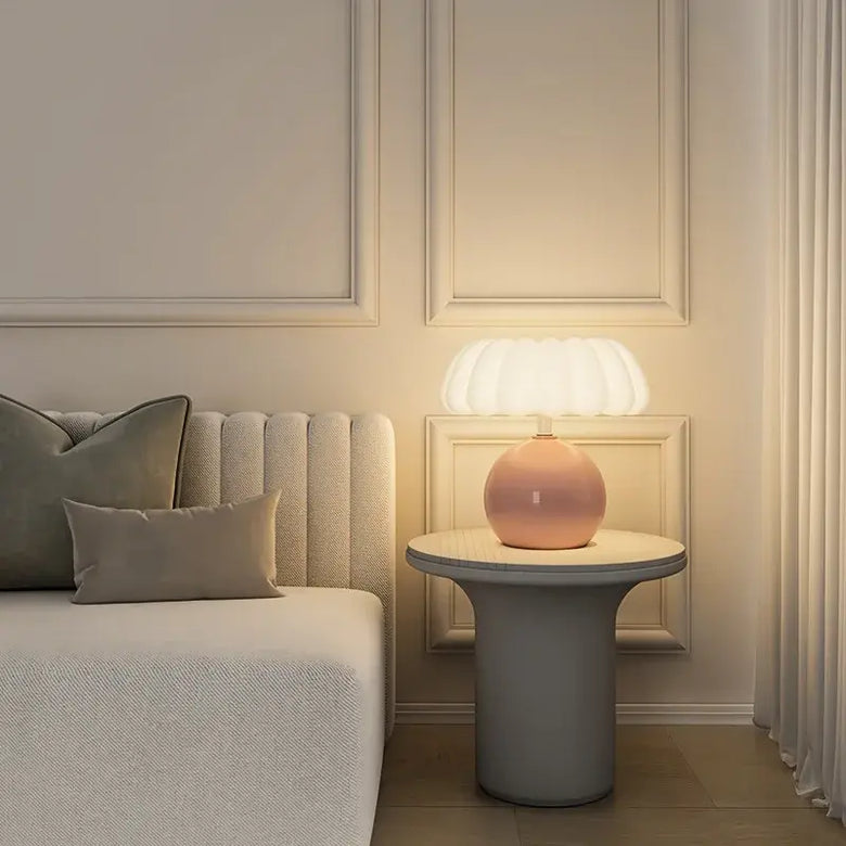 French Style Mushroom Table Lamp, Dimmable & Cordless