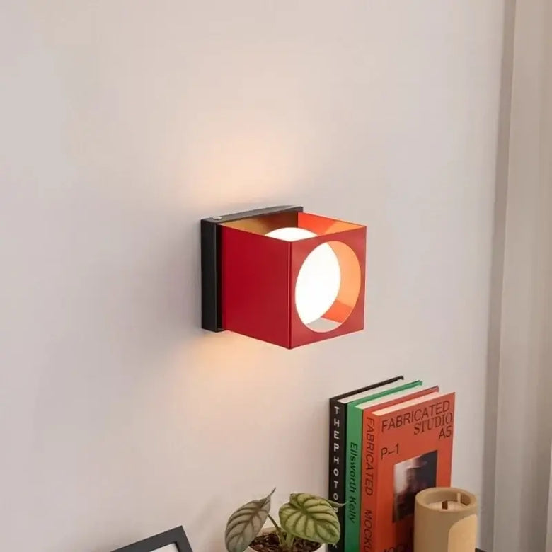 Cube Wall Light – Vibrant Colour Iron & Glass Sconce