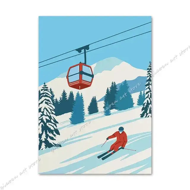 Blue Sky Winter Sports Art Canvas Posters