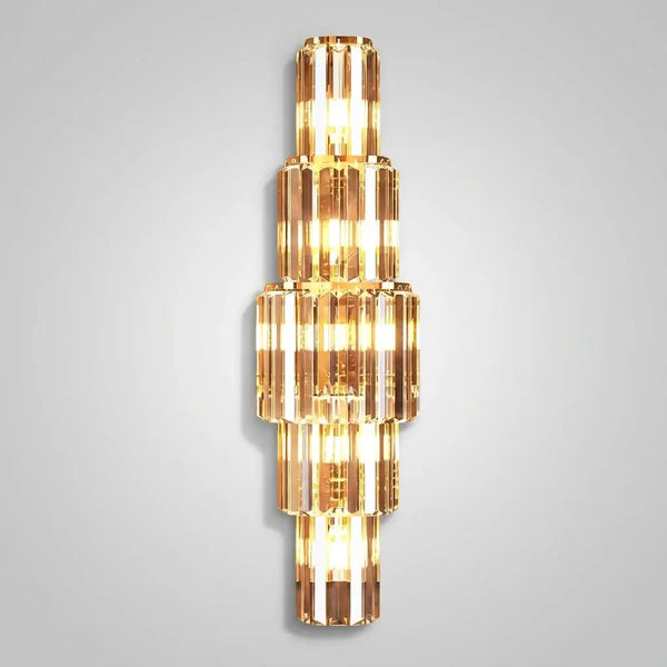 Hero, Luxurious Crystal wall light on a grey wall.