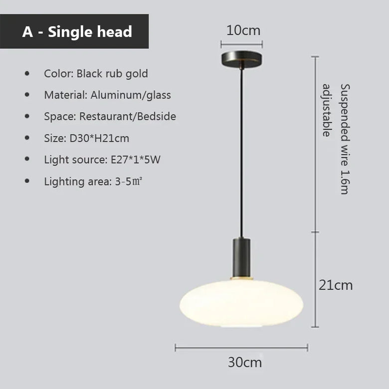 Nordic Glass Pendant Light with Brass Detail