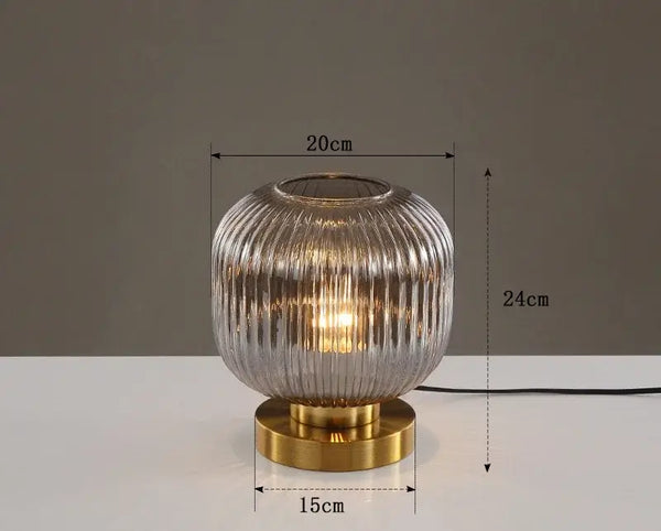 Modern Nordic Glass Table Lighting Fixtures with smoky gray glass and gold base, perfect for home decor.