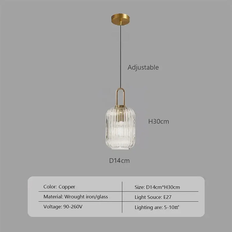 Pendant Light: Modern Nordic Glass Hanging Lighting Fixtures with adjustable copper and glass design.