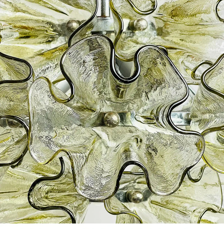 Luxury Flower-Shaped Glass Chandelier 45cm with intricate glass petals and elegant design.