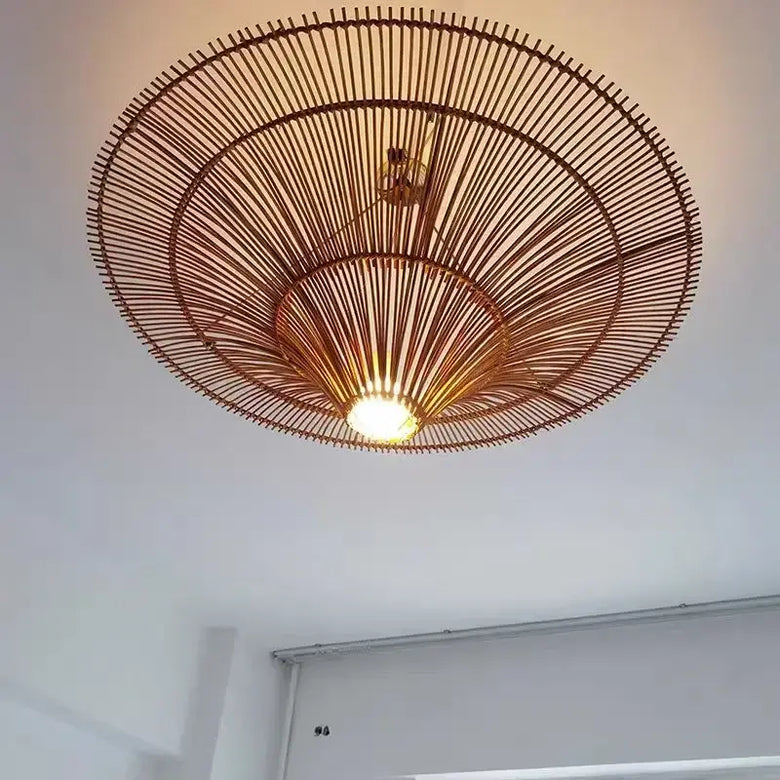 Vintage Designer Rattan Pendant Light