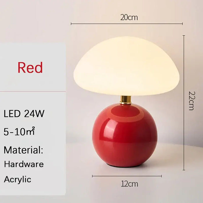 Mushroom LED USB Table Lamp in Pink – Soft Glow Bedside Lighting with a charming red design.