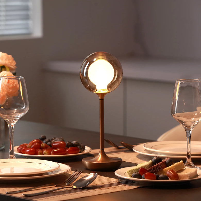 Nordic Minimalist Cordless Glass Globe Table Lamp – Rechargeable