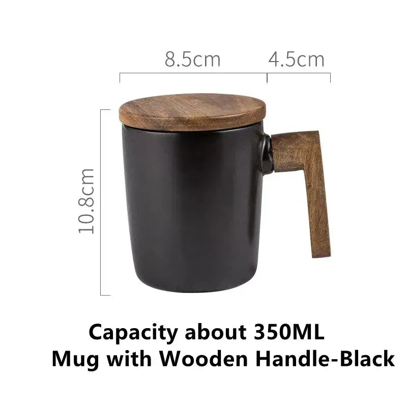 Stylish Mug with Wooden Handle & Cover