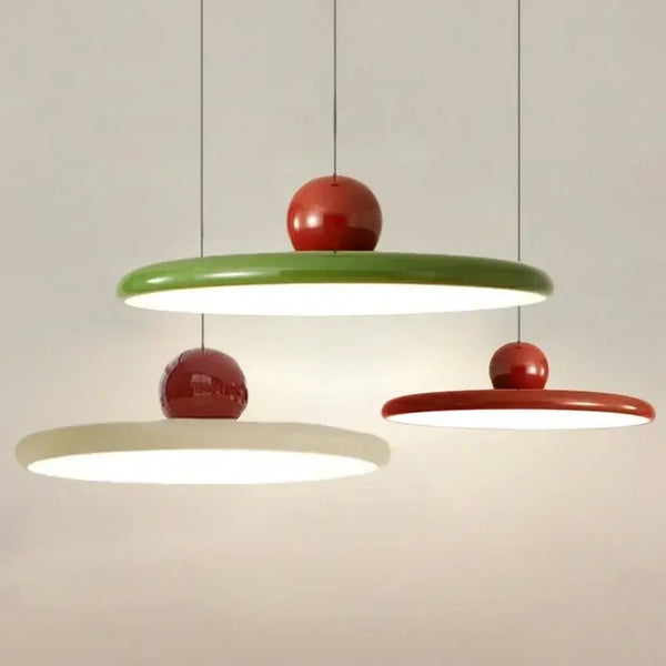Modern Minimalist Pendant Lamp – Elegant Bedside & Dining Room Lighting in cream, red, and green colors.