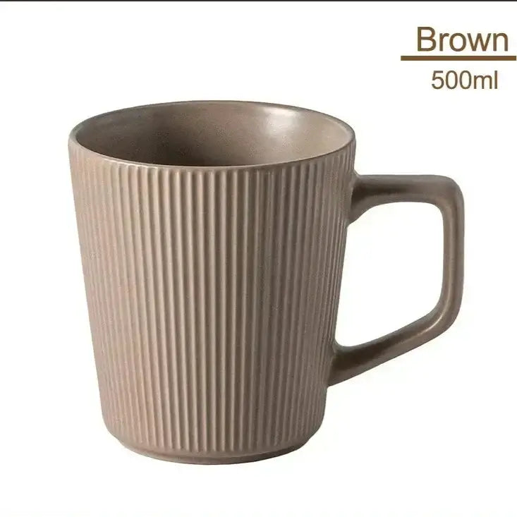 Nordic Matte Striped Ceramic Mug 500ml