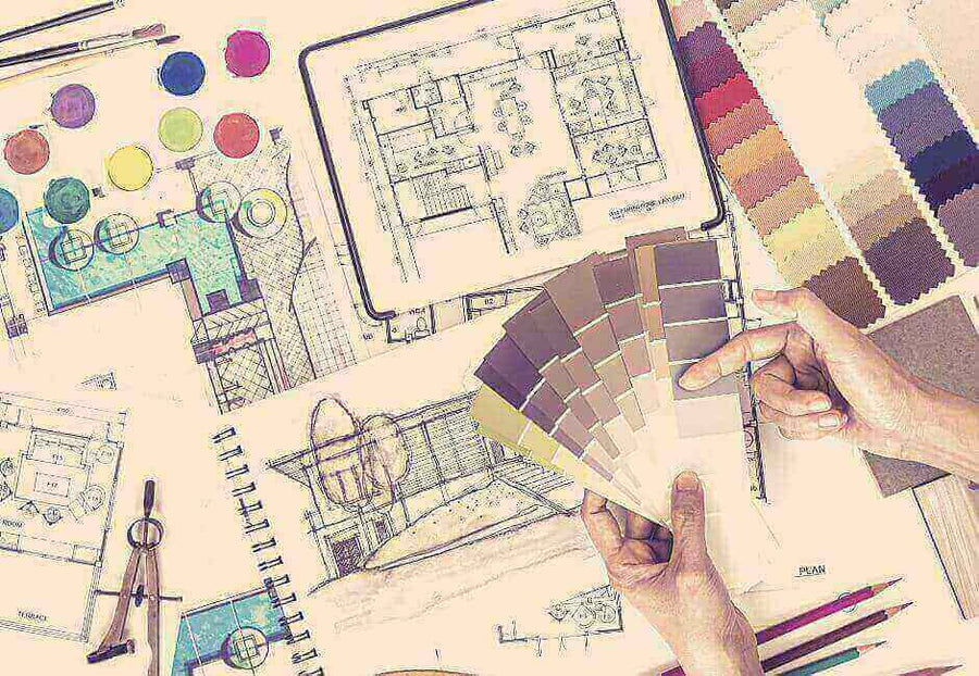 Who are the top 10 interior designers of the past 100 years? Color swatches and architectural plans.