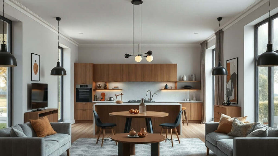 Modern kitchen with Danish Pendant Lights for Modern Interiors: Specification Guide for Architects providing elegant lighting solution.