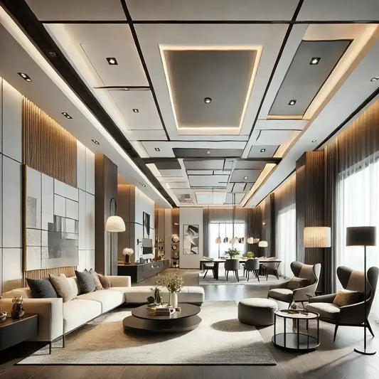 Innovative Ceiling Design: From White Canvases to Stylish Panels with Chic Lighting