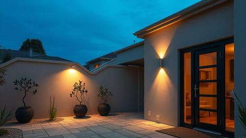 Modern outdoor wall light illuminating a contemporary home exterior at dusk. Outdoor Wall Light Trends 2026: Modern Sconces for Contemporary Homes.