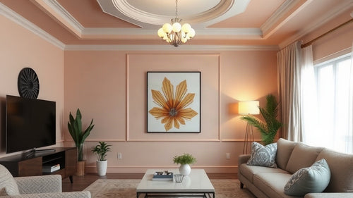 Contemporary living room showcasing Art Deco Lighting in 2026: Geometric Elegance for Contemporary Interiors with chic ceiling fixture.