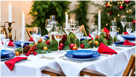 Festive Dinner: Layer Patterns and Colors on a Neutral Background to Create a Fun yet Design-led Dinner Table