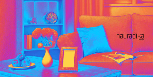 Vibrant room design showcasing the use of color wisely in Interior Design with bold orange and blue accents.