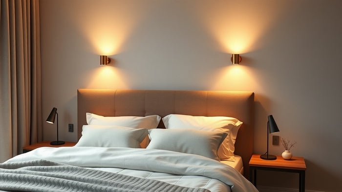 Modern bedroom with bedside wall lamps, illustrating "Bedside Wall Lamps: The 2026 Essential for Architects Designing Modern Bedrooms"