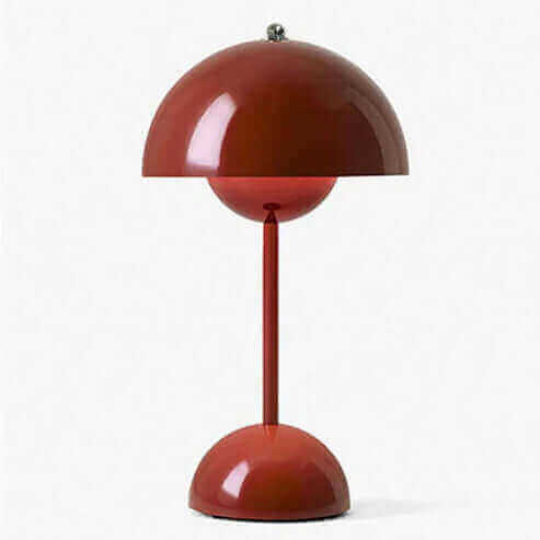 Iconic Flower Bud Desk Lamp in red, featuring a unique dome design, stylish and functional for modern interiors.