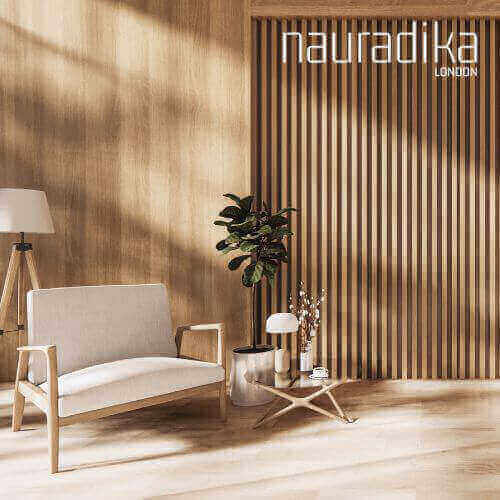 Minimalist living room with Japanese influence in modern Interior Design featuring wooden elements, neutral colors, and indoor plant.