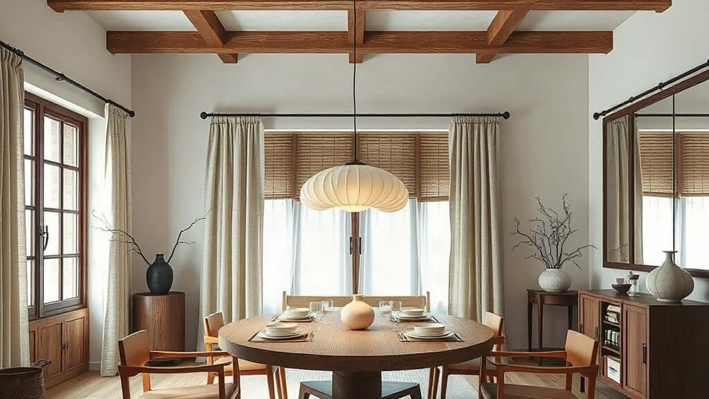 Japanese Pendant Lights: Bringing Wabi Sabi Serenity to Your Autumn Home with rice paper lamp in dining room