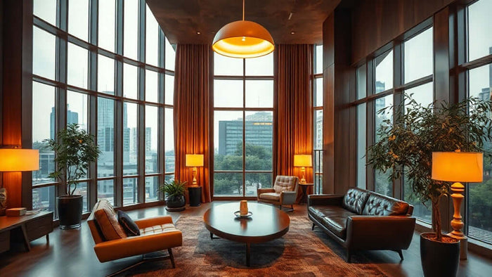 Luxurious hotel lounge showcasing layered lighting for Hotel Lighting Design Guide for Architects: Creating Hospitality Spaces That Convert.
