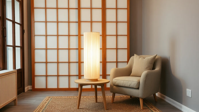 Rice Paper Table Lamps: The 2026 Guide to Soft, Sculptural Lighting positioned in a cozy living room with neutral decor.