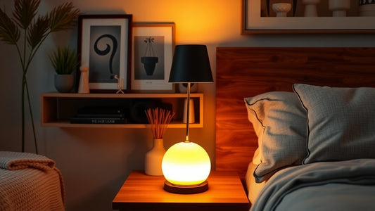 Cozy bedroom with a glowing mushroom lamp on nightstand, highlighting Mushroom Lamps in 2026: Why This Retro Trend Is Here to Stay.